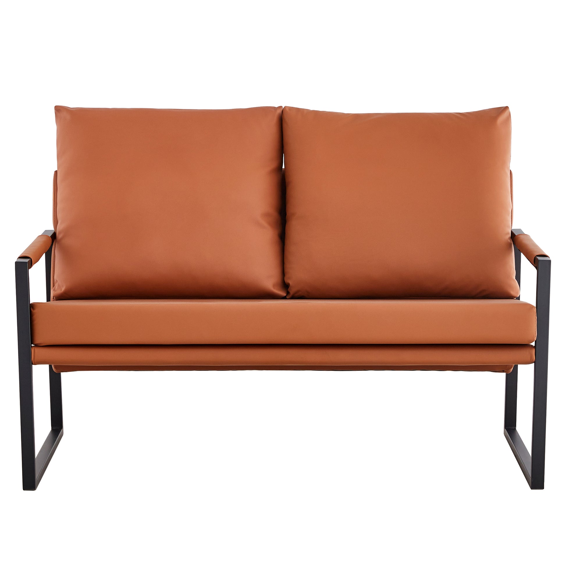 Pu Leather Armchair Metal Frame Cushion Armchair, Cushion Backrest, Living Room Sofa 1 Double Sofa 2 Single Sofa Brown Pu Leather Metal Frame Foam Sf 008 Brown Foam Pu 4 Seat