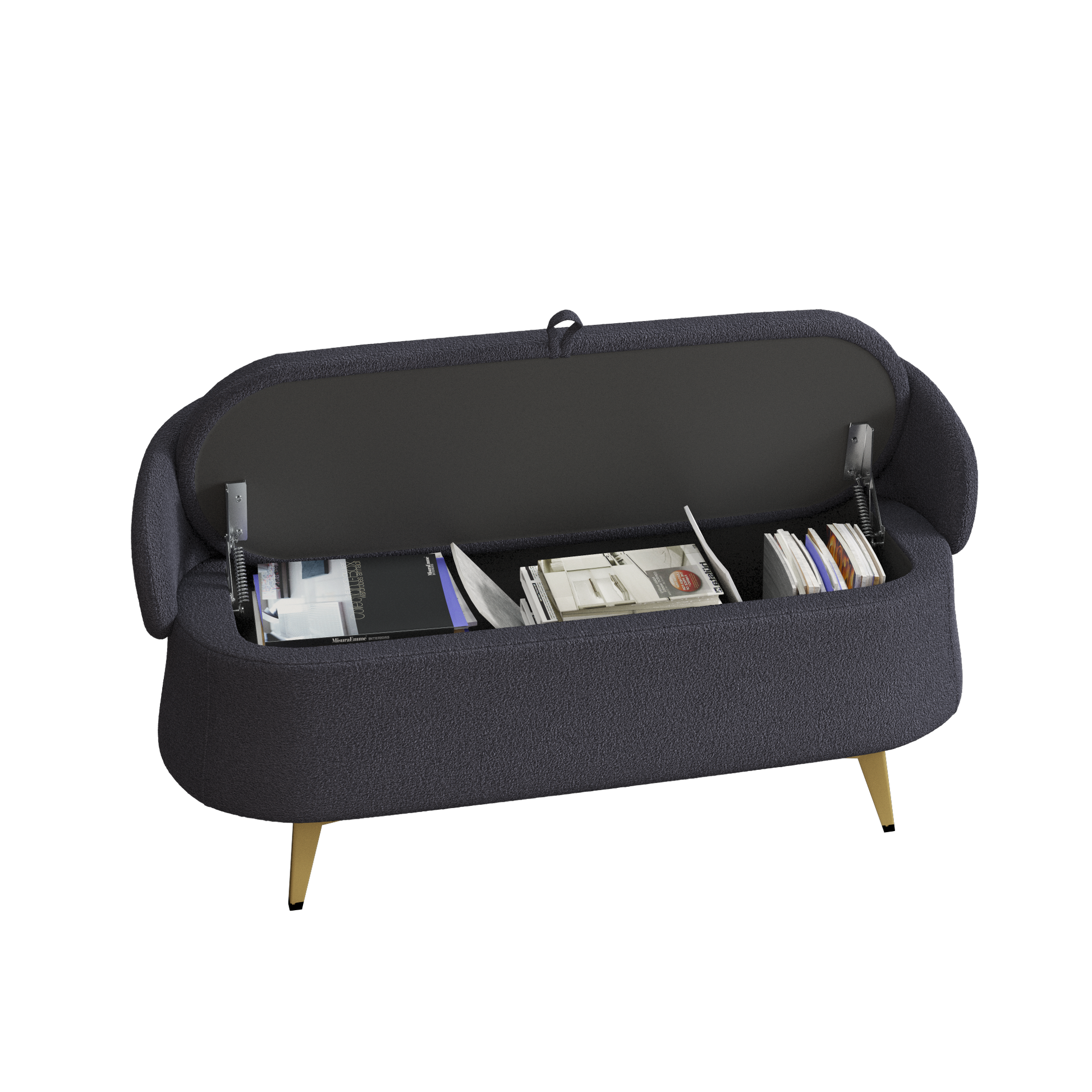 50 Inchesmulti Functional Long Rectangular Bed End Storage Sofa Stool Teddy Fleece Gray Polyester Blend