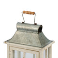 Wooden Candle Lantern Decorative, Hurricane Lantern Holder Decor For Indoor Outdoor, Home Garden Wedding Ivory Wood Glass