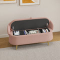 50 Inchesmulti Functional Long Rectangular Bed End Storage Sofa Stool Teddy Fleece Pink Polyester Blend