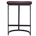 26 Inch Counter Height Stool With Vegan Faux Leather Upholstery, Black Iron Frame, Dark Brown Black Brown Iron