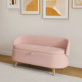 50 Inchesmulti Functional Long Rectangular Bed End Storage Sofa Stool Teddy Fleece Pink Polyester Blend