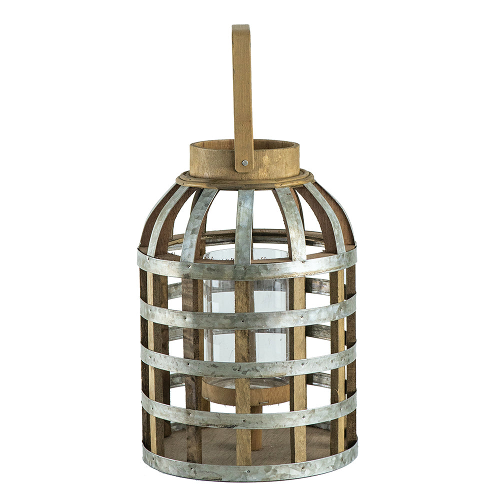 Decorative Lantern With Handle, Wooden Lantern For Indoor Outdoor, Home Garden Wedding Silver Iron