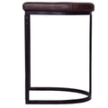 26 Inch Counter Height Stool With Vegan Faux Leather Upholstery, Black Iron Frame, Dark Brown Black Brown Iron