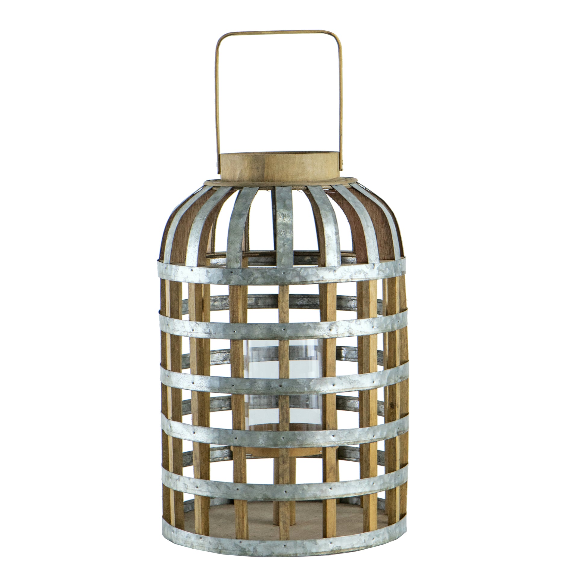 Decorative Lantern With Handle, Wooden Lantern For Indoor Outdoor, Home Garden Wedding Silver Iron