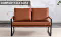 Pu Leather Armchair Metal Frame Cushion Armchair, Cushion Backrest, Living Room Sofa 1 Double Sofa 2 Single Sofa Brown Pu Leather Metal Frame Foam Sf 008 Brown Foam Pu 4 Seat