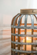 Decorative Lantern With Handle, Wooden Lantern For Indoor Outdoor, Home Garden Wedding Silver Iron