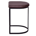 26 Inch Counter Height Stool With Vegan Faux Leather Upholstery, Black Iron Frame, Dark Brown Black Brown Iron