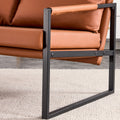 Pu Leather Armchair Metal Frame Cushion Armchair, Cushion Backrest, Living Room Sofa 1 Double Sofa 2 Single Sofa Brown Pu Leather Metal Frame Foam Sf 008 Brown Foam Pu 4 Seat