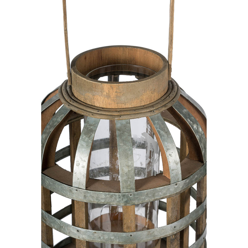 Decorative Lantern With Handle, Wooden Lantern For Indoor Outdoor, Home Garden Wedding Silver Iron