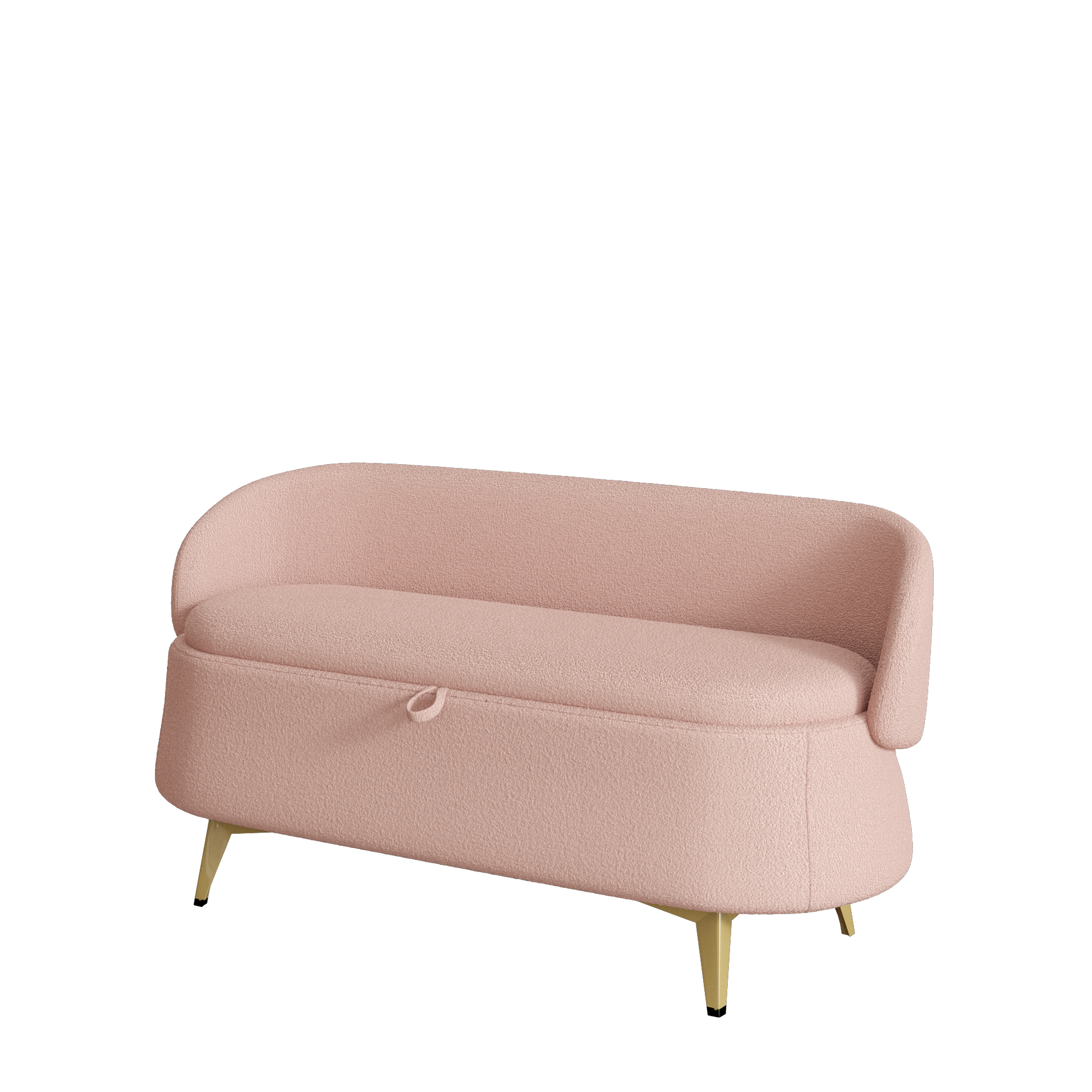 50 Inchesmulti Functional Long Rectangular Bed End Storage Sofa Stool Teddy Fleece Pink Polyester Blend