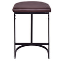 26 Inch Counter Height Stool With Vegan Faux Leather Upholstery, Black Iron Frame, Dark Brown Black Brown Iron