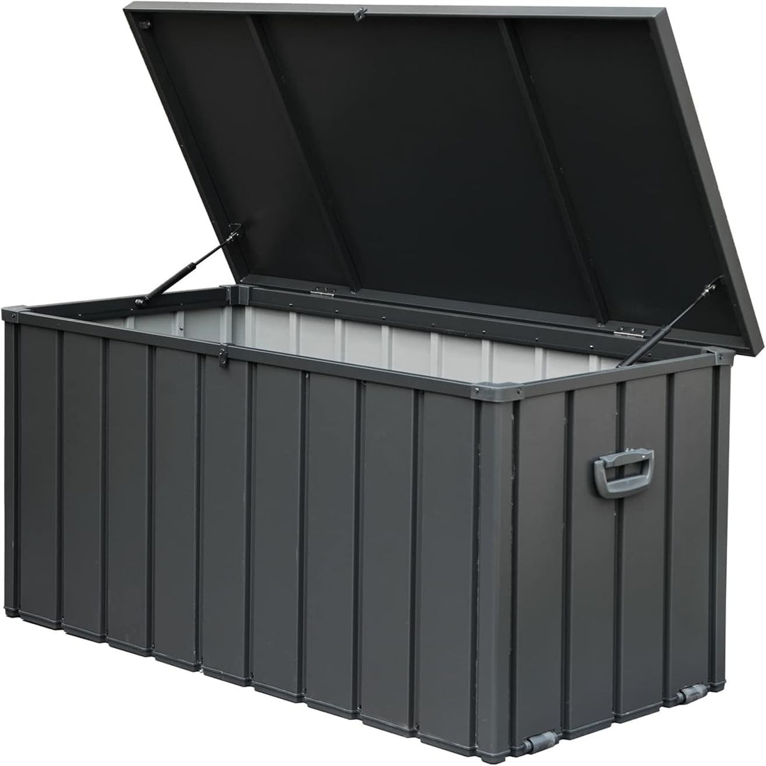 160 Gallon Outdoor Storage Deck Box Waterproof, Large Patio Storage Bin For Outside Cushions, Throw Pillows, Garden Tools, Lockable Dark Gray Dark Gray Steel