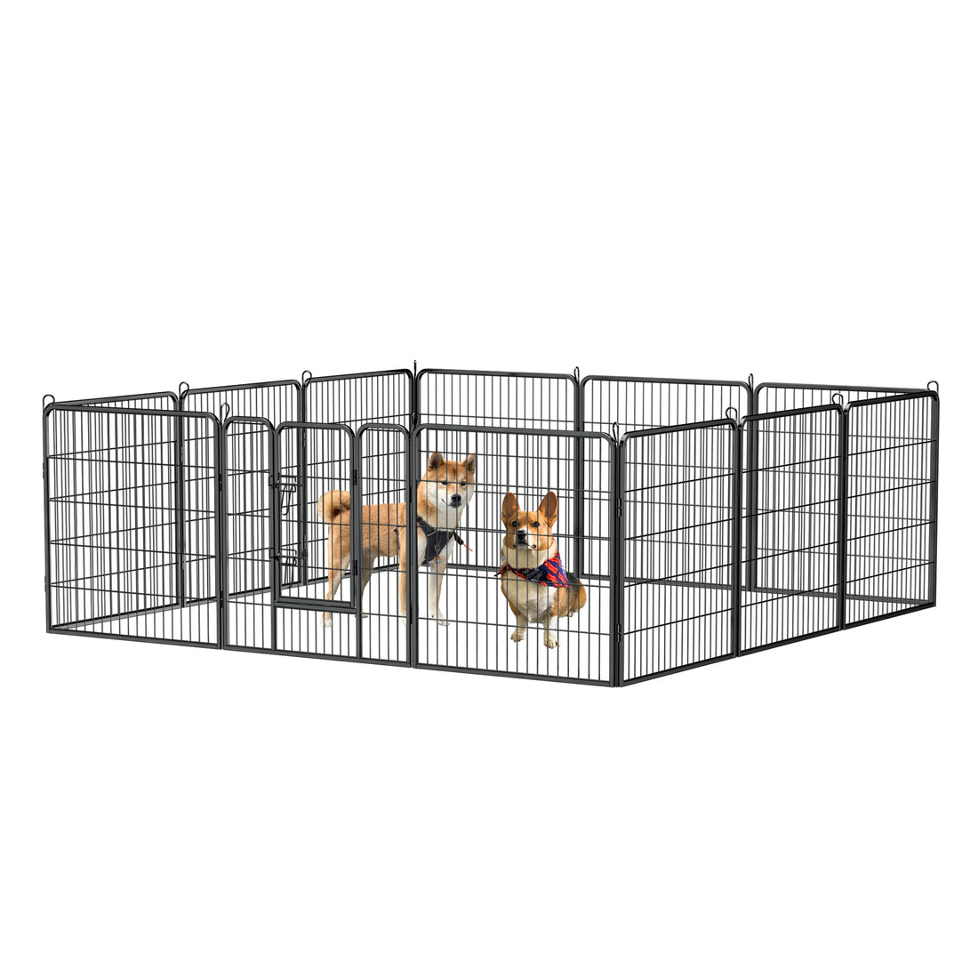 Dog Pens Outdoor 32" Height Foldable 12 Panels Heavy Duty Metal Portable Dog Playpen Indoor Anti Rust Exercise Dog Fence With Doors For Large Medium Small Pets Play Pen For Rv Camping Yard Black Medium 26 40 Lbs Metal Metal