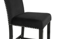 2Pc Contemporary Modern Transitional Counter Height Side Chair With Trim Black Upholstery Fabric Black Base Wooden Furniture Black Dining Room Contemporary,Modern Dining Chairs Tufted Back Wood