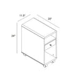 Mobile Chairside Table With Drawer, White White Particle Board
