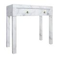 Tempered Glass Marble Texture Dressing Table White Glass