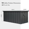 120 Gallon Outdoor Storage Deck Box Waterproof, Large Patio Storage Bin For Outside Cushions, Throw Pillows, Garden Tools, Lockable Dark Gray Dark Gray Steel