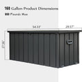 160 Gallon Outdoor Storage Deck Box Waterproof, Large Patio Storage Bin For Outside Cushions, Throw Pillows, Garden Tools, Lockable Dark Gray Dark Gray Steel