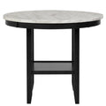 1Pc Transitional Round Counter Height Table White Faux Marble Top Black Finish Base Wooden Furniture White Dining Room Contemporary,Modern,Transitional Round Wood