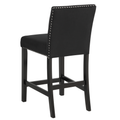 2Pc Contemporary Modern Transitional Counter Height Side Chair With Trim Black Upholstery Fabric Black Base Wooden Furniture Black Dining Room Contemporary,Modern Dining Chairs Tufted Back Wood