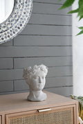 Greek Style Cement Head Planter Indoor Outdoor Home Garden Decor, D6