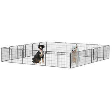 Dog Pens Outdoor 32" Height Foldable24 Panels Heavy Duty Metal Portable Dog Playpen Indoor Anti Rust Exercise Dog Fence With Doors For Large Medium Small Pets Play Pen For Rv Camping Yard Black