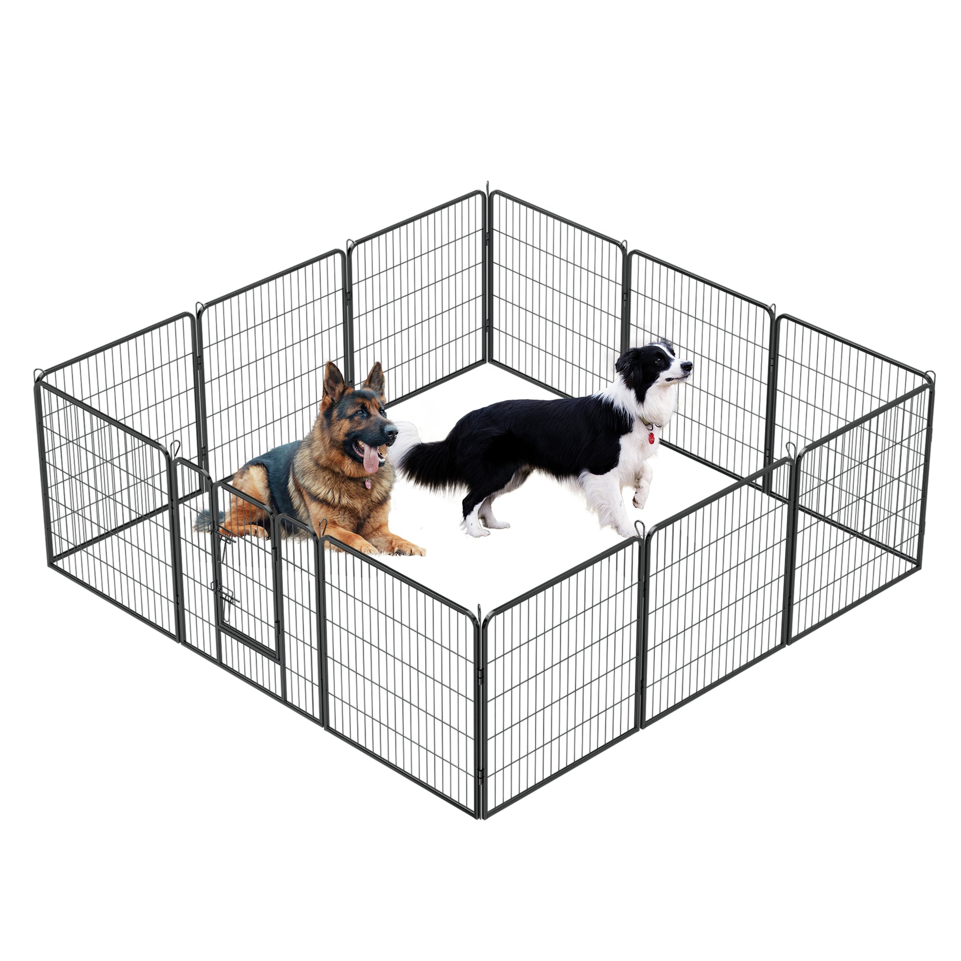 Dog Pens Outdoor 32" Height Foldable 12 Panels Heavy Duty Metal Portable Dog Playpen Indoor Anti Rust Exercise Dog Fence With Doors For Large Medium Small Pets Play Pen For Rv Camping Yard Black Medium 26 40 Lbs Metal Metal