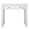 Tempered Glass Marble Texture Dressing Table White Glass