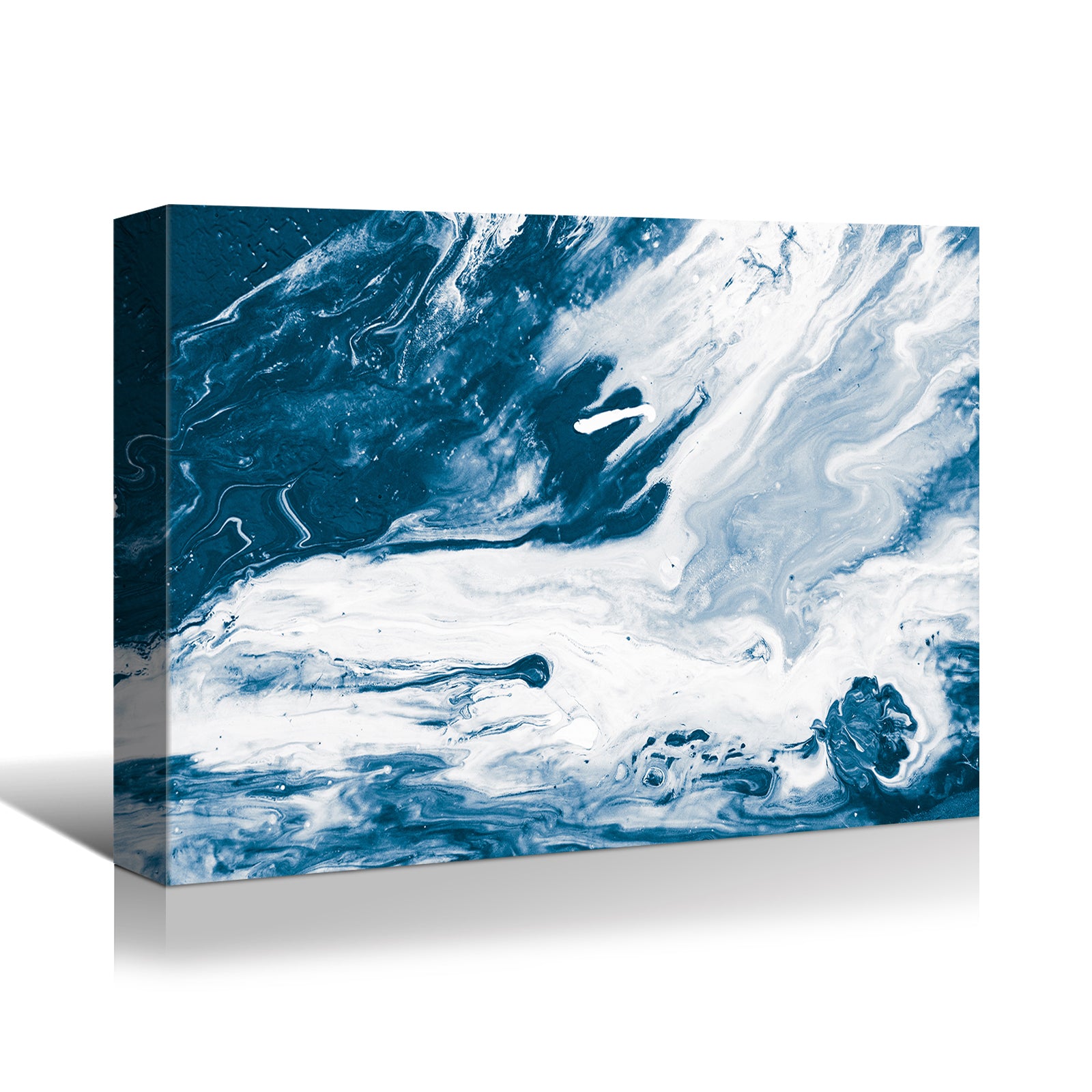 Framed Canvas Wall Art Decor Abstract Style Painting, Blue And White Fluid Painting Decoration For Office Living Room, Bedroom Decor Ready To Hang Rectangle Framed Multicolor Oversized 41In Canvas