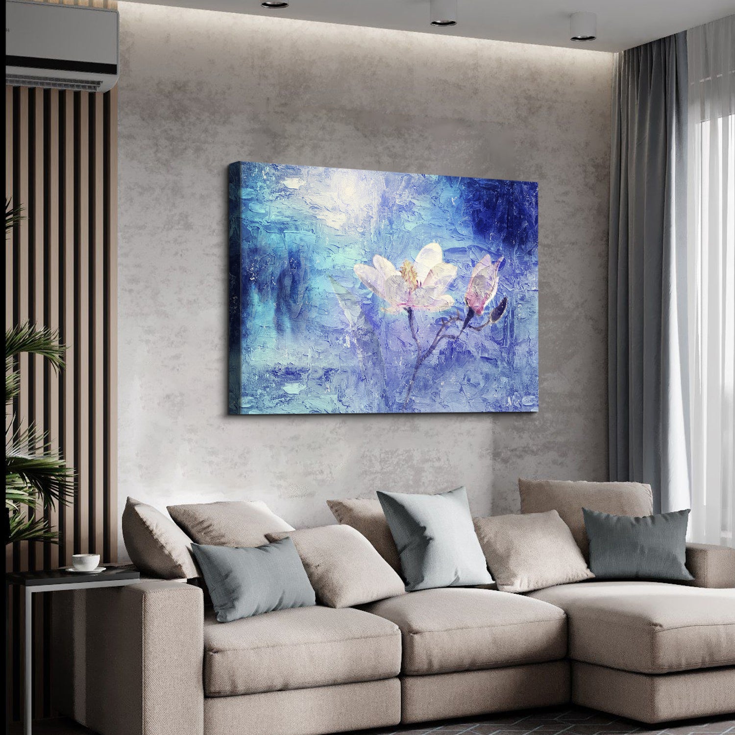 Framed Canvas Wall Art Decor Abstract Style Painting, Impressionism Lotus Painting Decoration For Office Living Room, Bedroom Decor Ready To Hang Rectangle Framed Multicolor Oversized 41In Canvas Plants&Flowers