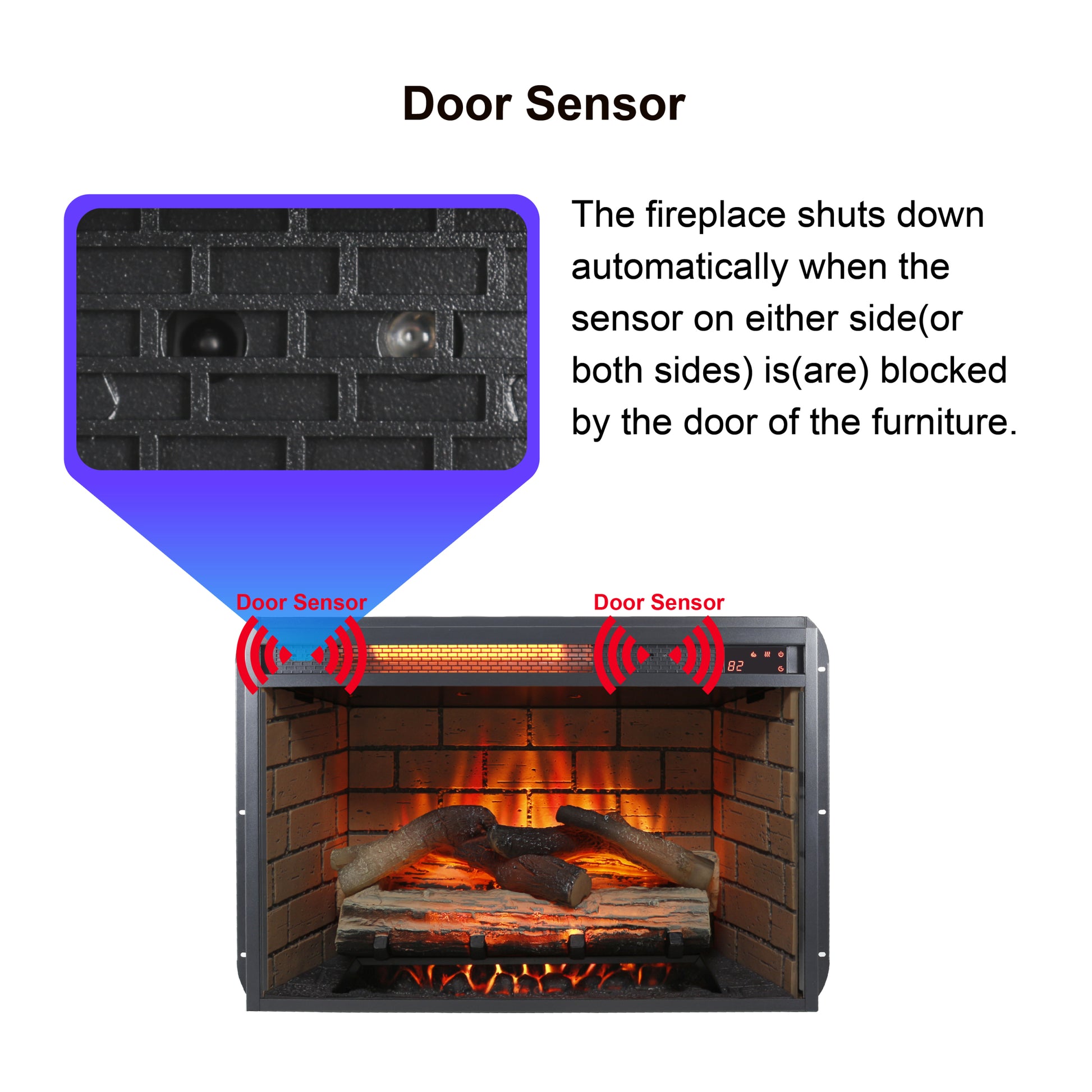 60 Inch Electric Fireplace Entertainment Center With Door Sensor Jasmine White Color Powder Coated Electric Jasmine White Vent Free Yes Insert Wood Stainless Steel Glass Electric