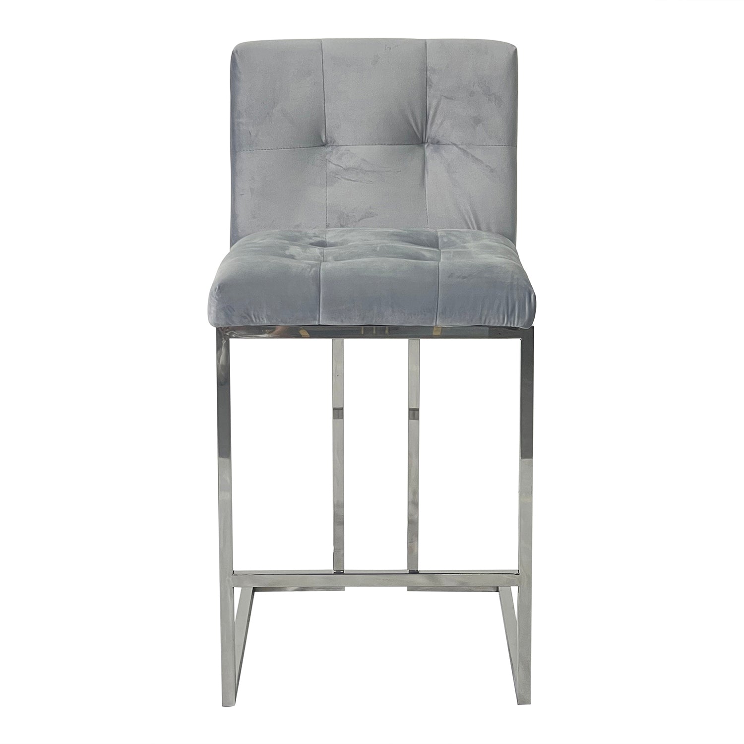 Silver And Gray Dining Chair Bar Stool For Kitchen Gray Stainless Steel Velvet