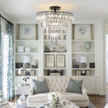 Same As W1340110374 L5011 Black Large Crystal Chandelier, Modern Style Chandelier, Dining Room, Living Room, Bedroom Bulbs Not Included Black Luxury Crystal