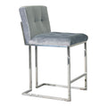 Silver And Gray Dining Chair Bar Stool For Kitchen Gray Stainless Steel Velvet