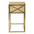 Beige And Gold Dining Chair Bar Stool For Kitchen Beige Stainless Steel Velvet