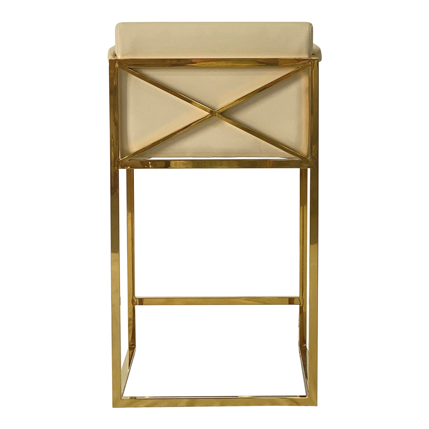 Beige And Gold Dining Chair Bar Stool For Kitchen Beige Stainless Steel Velvet