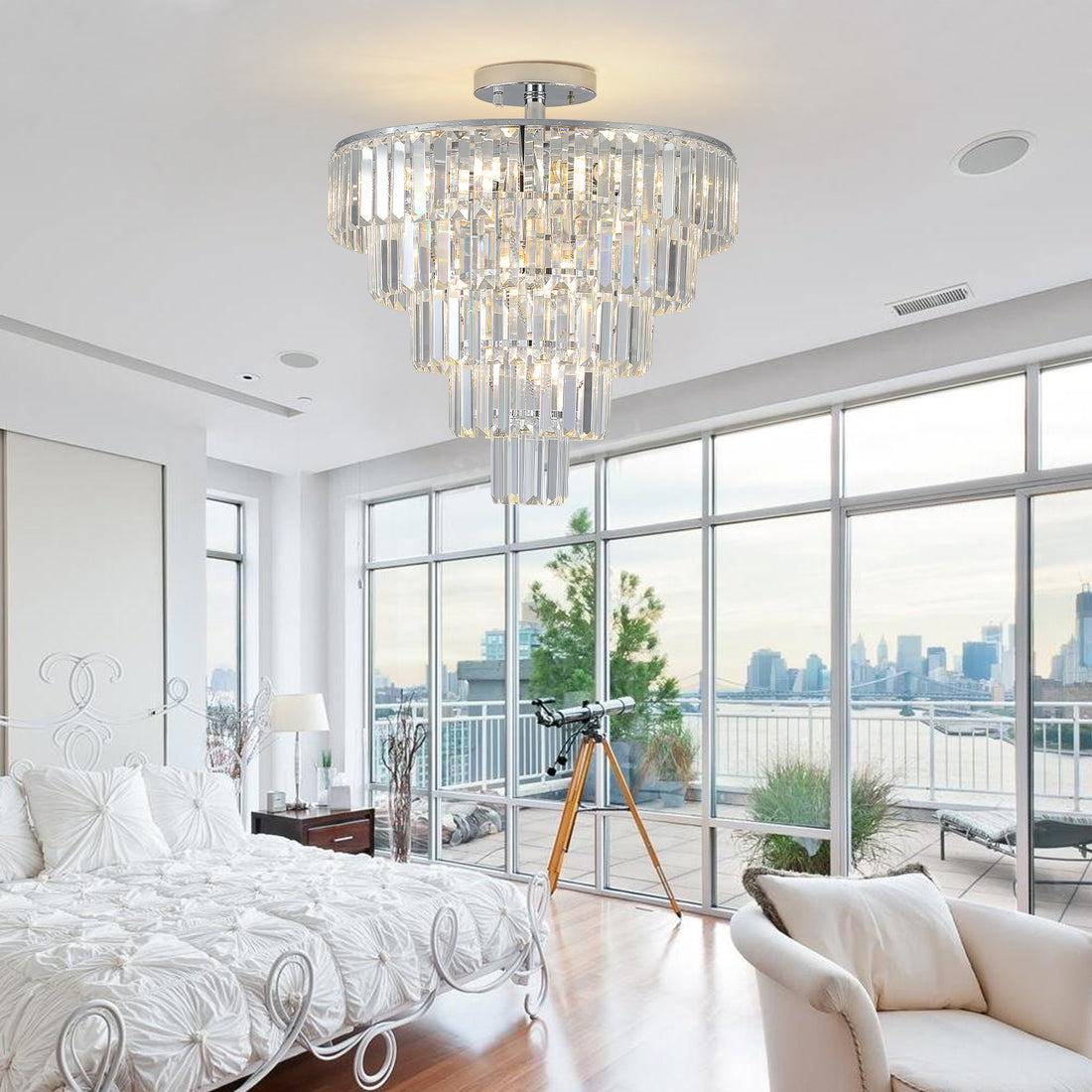 Same As W1340110373 L5010 Large Crystal Chandelier In White Chrome Color, Modern Style Chandelier, Dining Room, Living Room, Bedroom Without Bulb Chrome Luxury Crystal Iron