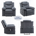 Power Recliner Chair With Adjustable Massage Function, Velvet Electric Power Chair For Elderly With One Side Pockets, Recliner Chair With Heating System For Living Room,Dark Gray Dark Gray Velvet