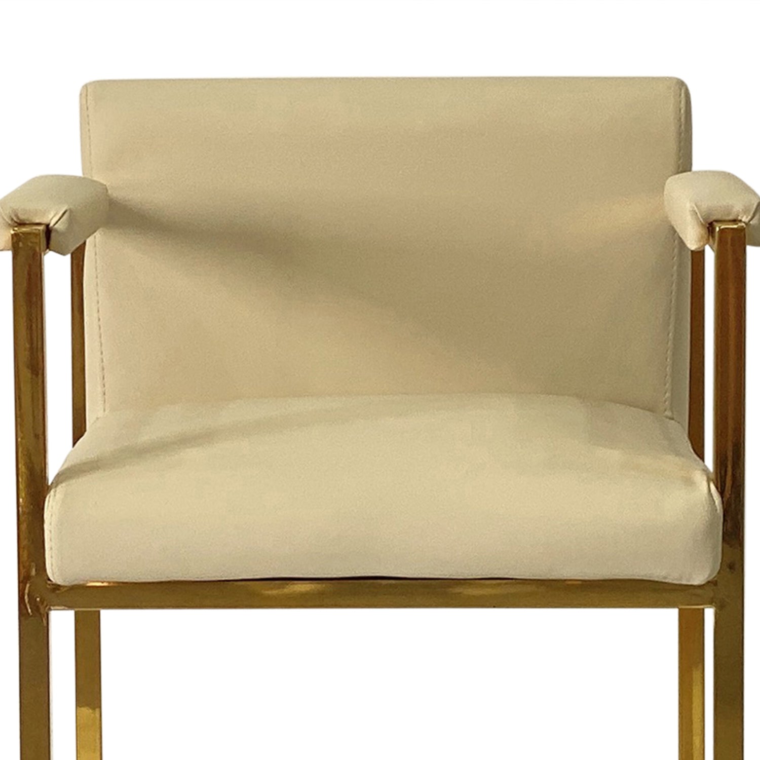 Beige And Gold Dining Chair Bar Stool For Kitchen Beige Stainless Steel Velvet