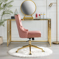 Office Chair,Velvet Upholstered Tufted Button Home Office Chair With Golden Metal Base,Adjustable Desk Chair Swivel Office Chair Pink Pink American Design Velvet