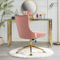 Office Chair,Velvet Upholstered Tufted Button Home Office Chair With Golden Metal Base,Adjustable Desk Chair Swivel Office Chair Pink Pink American Design Velvet