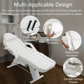 Massage Salon Tattoo Chair With Two Trays Esthetician Bed With Hydraulic Stool,Multi Purpose 3 Section Facial Bed Table, Adjustable Beauty Barber Spa Beauty Equipment, White White Pu