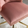 Office Chair,Velvet Upholstered Tufted Button Home Office Chair With Golden Metal Base,Adjustable Desk Chair Swivel Office Chair Pink Pink American Design Velvet