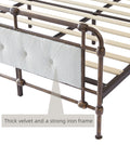 Queen Size High Boad Metal Bed With Soft Head And Tail, No Spring, Easy To Assemble, No Noise Box Spring Not Required Queen White Metal White Bedroom Bed Frame Foam Velvet Metal