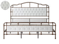 King Size High Boad Metal Bed With Soft Head And Tail, No Spring, Easy To Assemble, No Noise Box Spring Not Required King White Metal Bedroom Bed Frame Foam Velvet Metal
