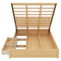 Queen Size Wood Platform Bed With Underneath Storage And 2 Drawers, Wood Color Box Spring Not Required Queen Natural Wood Bedroom Bed Frame Solid Wood Mdf