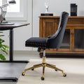 Office Chair,Velvet Upholstered Tufted Button Home Office Chair With Golden Metal Base,Adjustable Desk Chair Swivel Office Chair Black Black Velvet