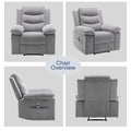 Power Recliner Chair With Adjustable Massage Function, Velvet Electric Power Chair For Elderly With One Side Pockets, Recliner Chair With Heating System For Living Room,Light Gray Light Gray Velvet