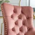 Office Chair,Velvet Upholstered Tufted Button Home Office Chair With Golden Metal Base,Adjustable Desk Chair Swivel Office Chair Pink Pink American Design Velvet